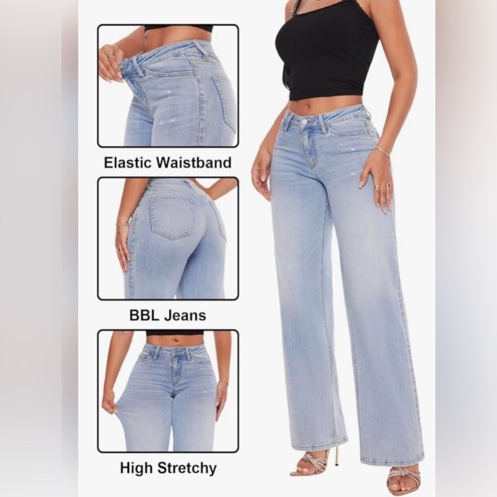 Oneso mid-rise light wash flare wide leg jeans NWT plus size